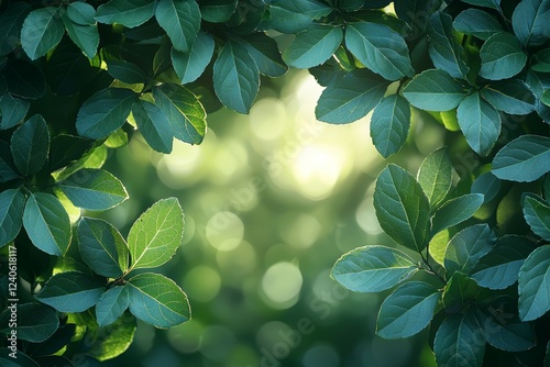 Nature of green leaves in a garden during summer