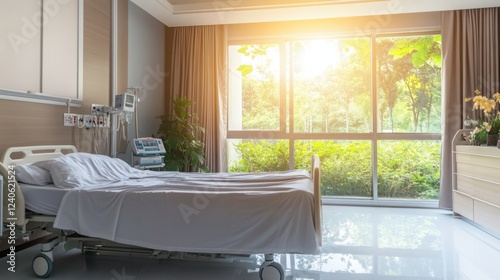 Modern hospital delivery room setup with medical staff attending to a newborn baby, symbolizing the miracle of life and the dedication of healthcare professionals.