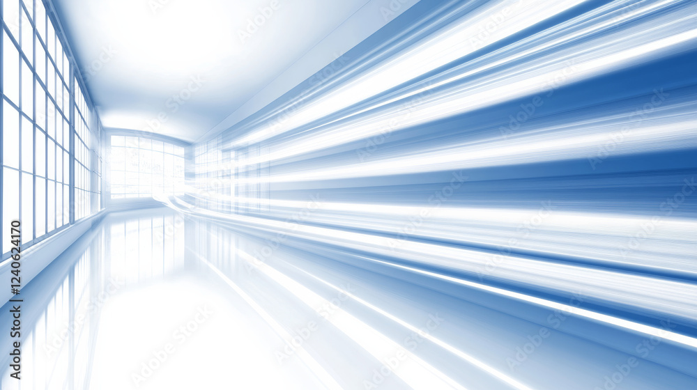 Obraz premium Futuristic corridor with dynamic light streaks and reflections