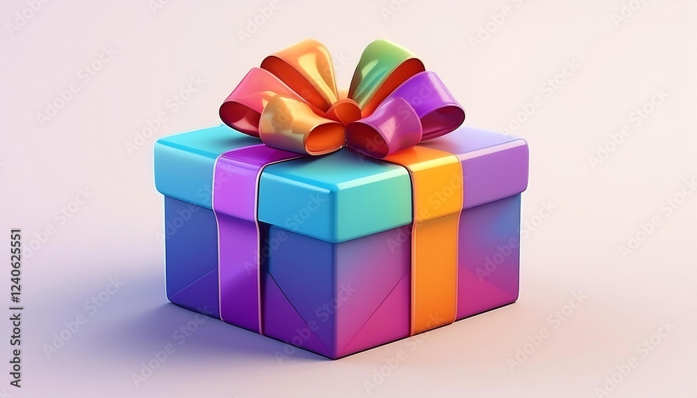Obraz premium Colorful gift box with colorful bow