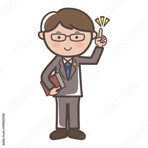 ポイントを説明する男性弁護士の全身イラスト
