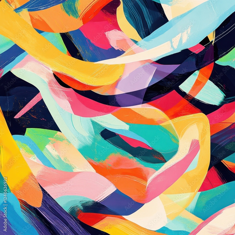 Obraz premium Abstract Colorful Swirling Paint Strokes Artwork