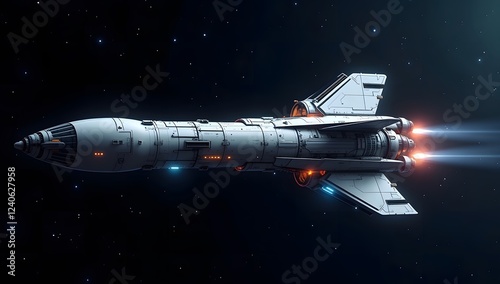 Wallpaper Mural Futuristic Rocket Morphing Into Space Station Amidst Stars, Showcasing Advanced Space Technology and Innovation Torontodigital.ca