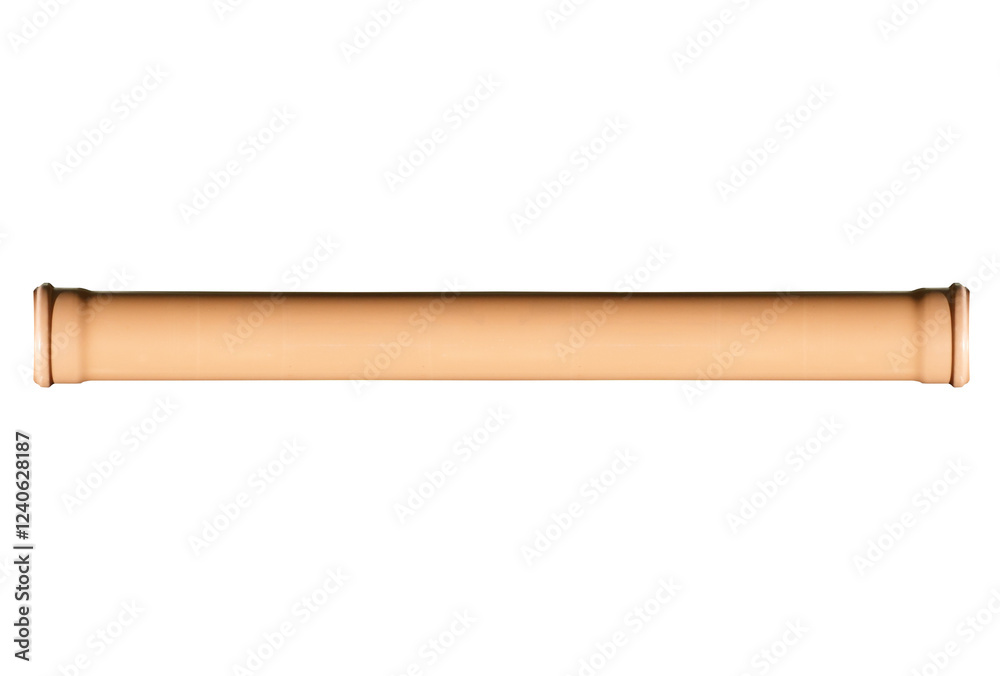 Obraz premium Horizontal plastic gutter pipe. On isolated transparent background.