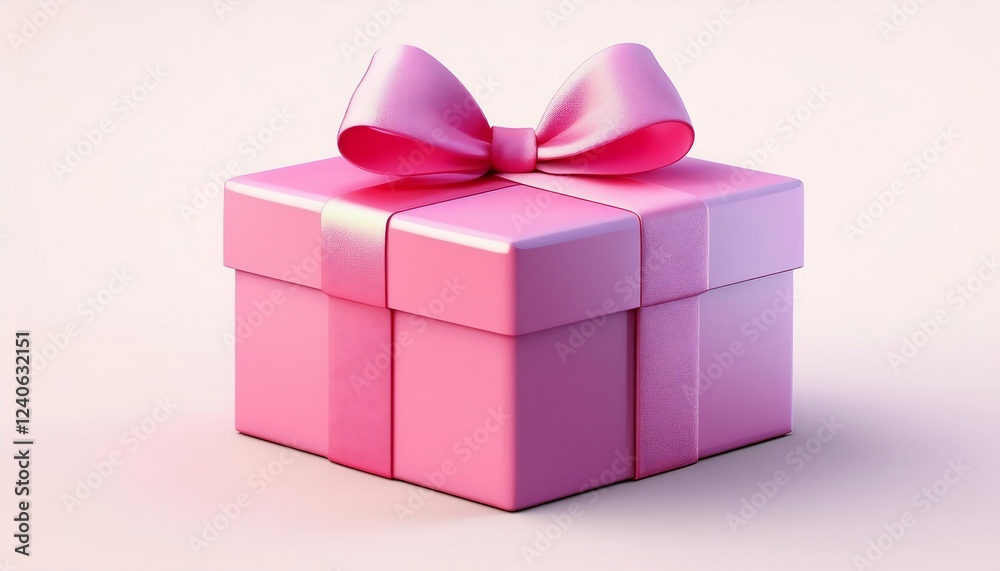 Fototapeta premium Pink gift box with pink bow