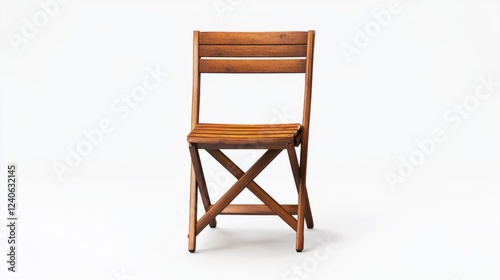 Wallpaper Mural Elegant wooden folding chair mockup, dark brown finish, isolated on white background Torontodigital.ca