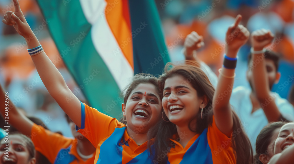 People cheering at match.