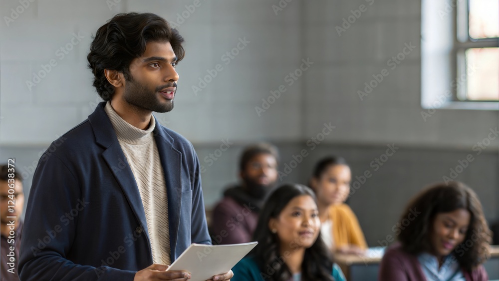 Indian Student Sharing Ideas in Classroom Presentation Indian Student Sharing Ideas in Classroom Presentation