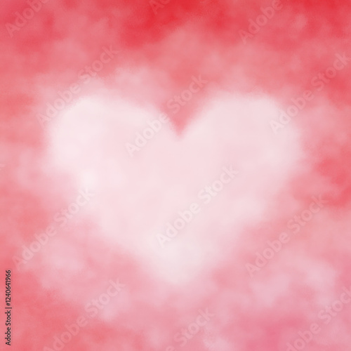 Soft heart shape on red watercolor background, perfect for romantic themes