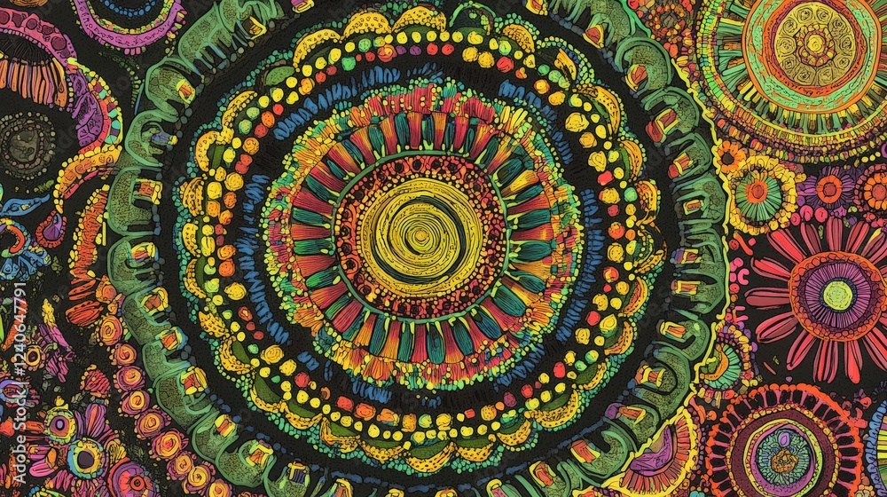 Stunning Colorful Circular Patterns on a Black Background Stunning Colorful Circular Patterns on a Black Background