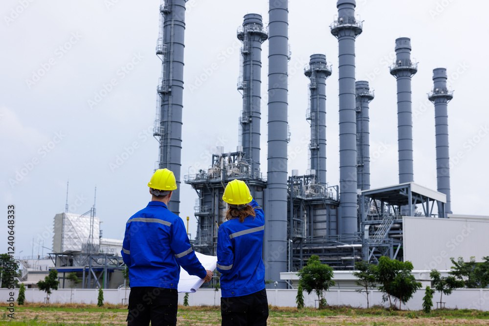 custom made wallpaper toronto digitalPetrochemical engineers teamwork working together at petroleum oil refinery industry area.
