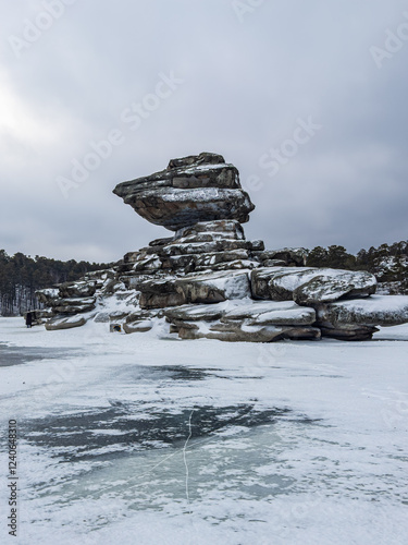 winter view of Okzhetpes peak in Burabai (Borovoye), Kazakhstan photo