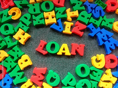 word loan, 3d text colorful alphabet  photo