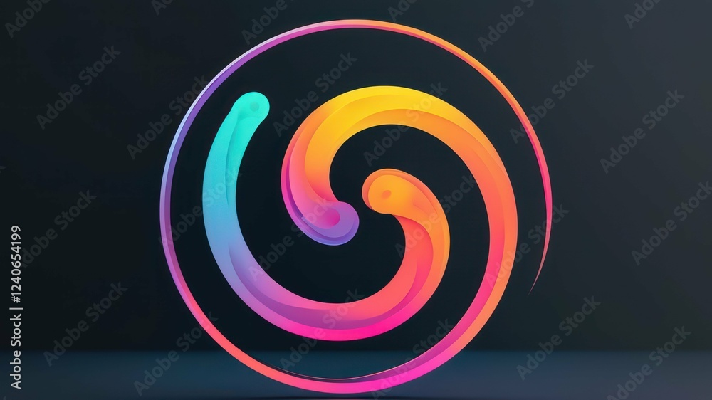 Colorful swirling design with vibrant gradients on a dark background Colorful swirling design with vibrant gradients on a dark background
