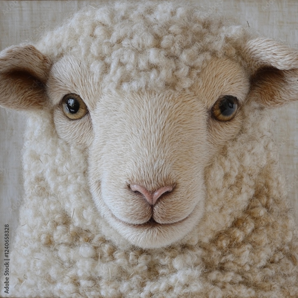 Cute sheep with soft wool and expressive eyes looking directly at the viewer in a cozy farm setting Cute sheep with soft wool and expressive eyes looking directly at the viewer in a cozy farm setting