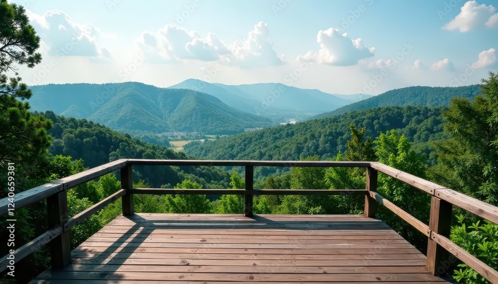 Wooden observation deck at the top of a forested hill, scenery, nature, hill Wooden observation deck at the top of a forested hill, scenery, nature, hill