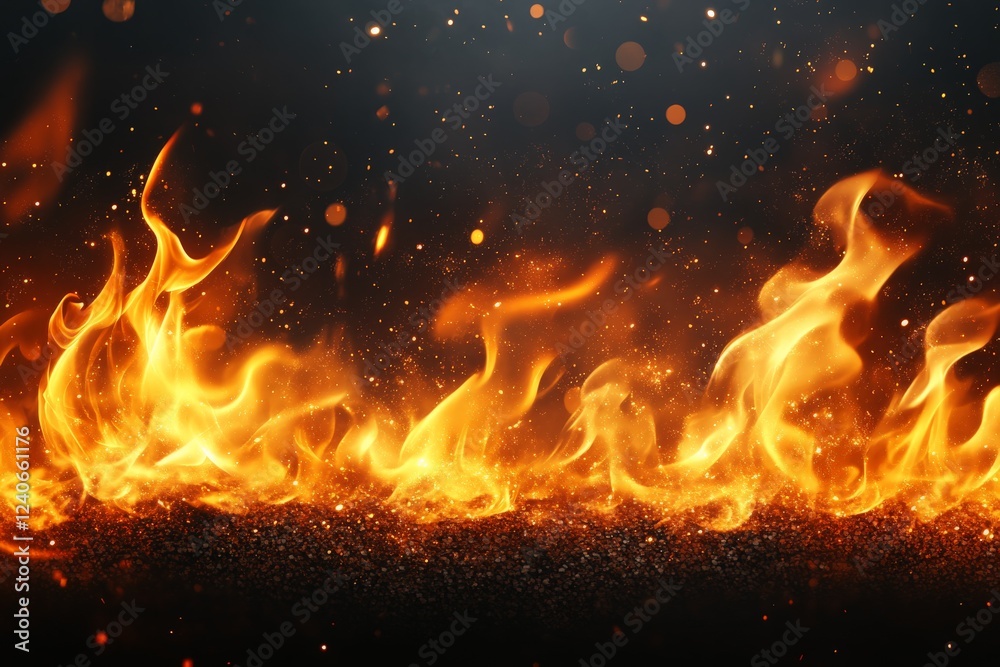 Flames dancing in darkness create a mesmerizing display of fire and light in a night setting