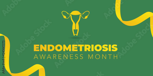 Endometriosis awareness month is observed every year in March, is a painful condition where endometrial tissue grows outside the uterus. Vector illustration