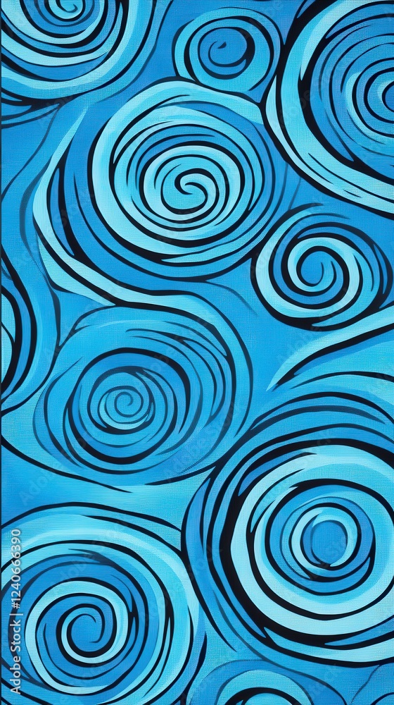 Dynamic Blue Swirls: Abstract Art Print Dynamic Blue Swirls: Abstract Art Print