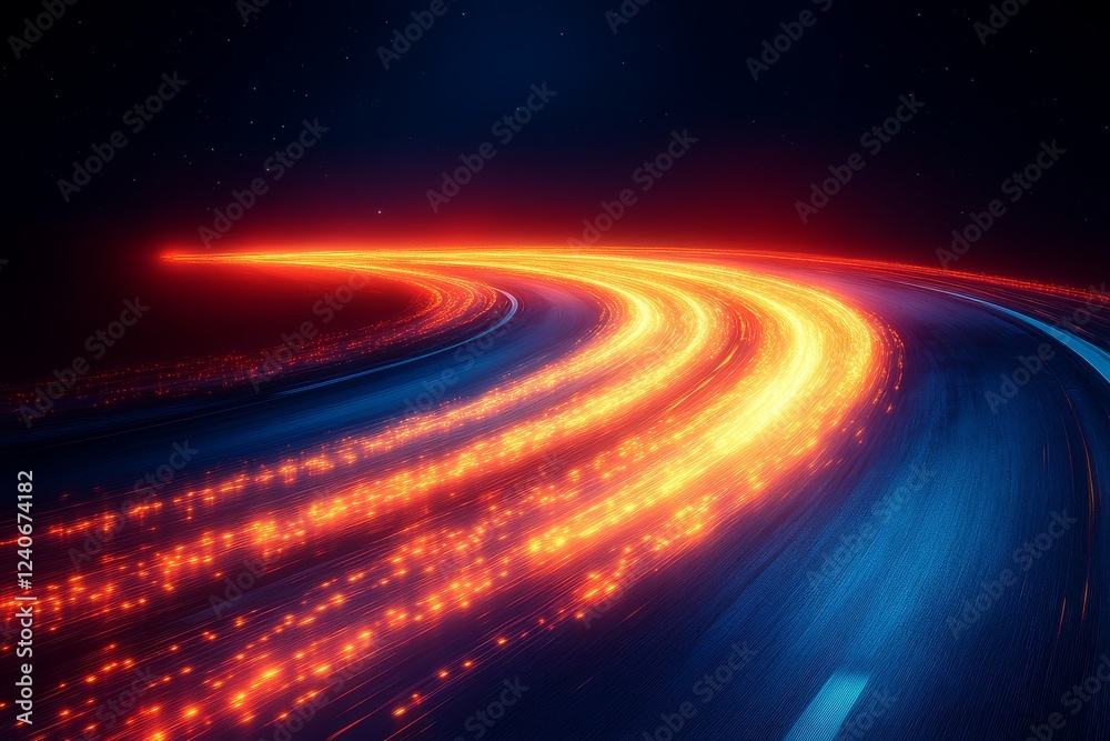 Abstract Light Speed Background with Long Exposure Lines and Glow, Representing Fast Data Transfer on Dark Blue Abstract Light Speed Background with Long Exposure Lines and Glow, Representing Fast Data Transfer on Dark Blue