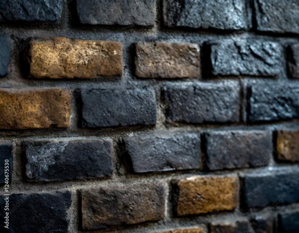 Fototapeta premium black brick wall, dark background for design 