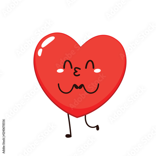 Red cute heart character. Romantic flat style Valentine's Day illustrations to express feelings of love.