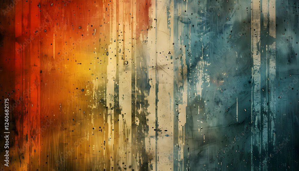 Obraz premium Abstract art with vibrant colors blending in vertical streaks, evoking emotion and texture