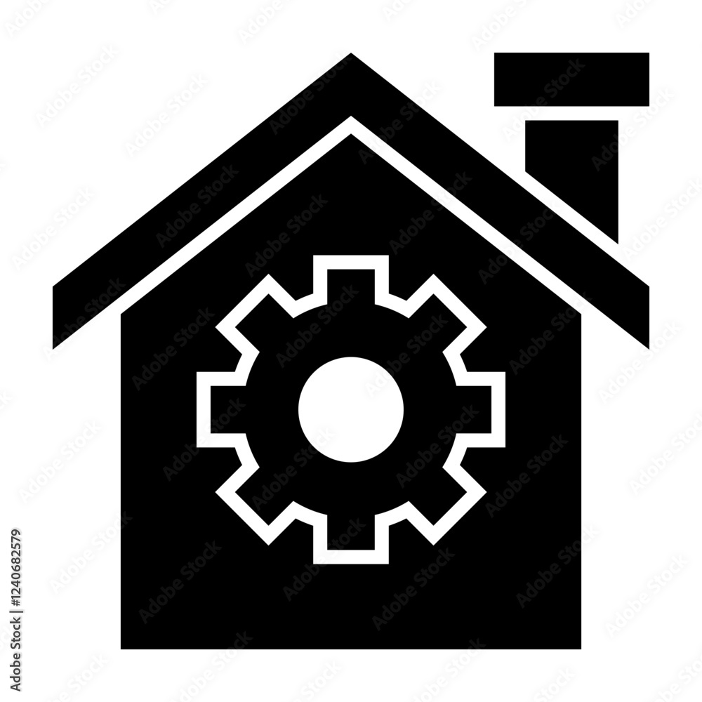 Home Setting Glyph Icon Design Home Setting Glyph Icon Design