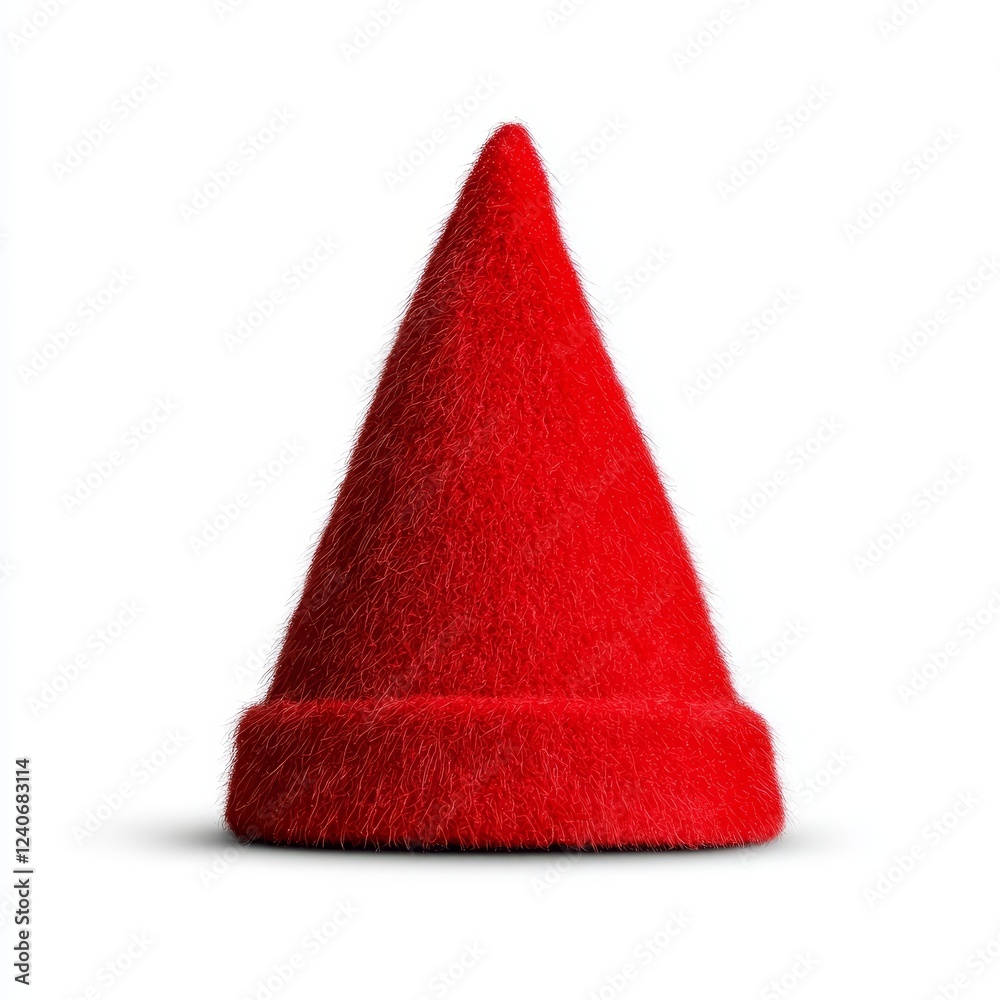 Perfect for Christmas and holiday festivities, this red Santa hat, trimmed in white fur and topped with a fluffy pom-pom, is beautifully isolated on a white background Perfect for Christmas and holiday festivities, this red Santa hat, trimmed in white fur and topped with a fluffy pom-pom, is beautifully isolated on a white background