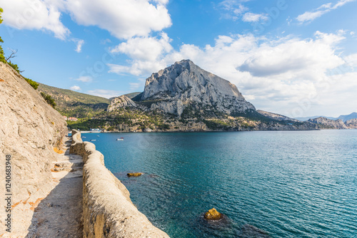 Views from the Golitsyn Trail - a mountain trail carved on the slope of Mount Koba-Kaya, located along the coastline southwest of the village of Novy Svet, Crimea, Russia