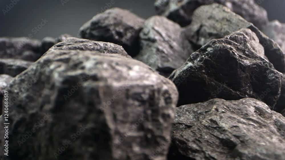 Moving coal pieces captured in a slow macro shot. A captivating view of fossil energy, great for documentaries or geology-focused projects. Moving coal pieces captured in a slow macro shot. A captivating view of fossil energy, great for documentaries or geology-focused projects.