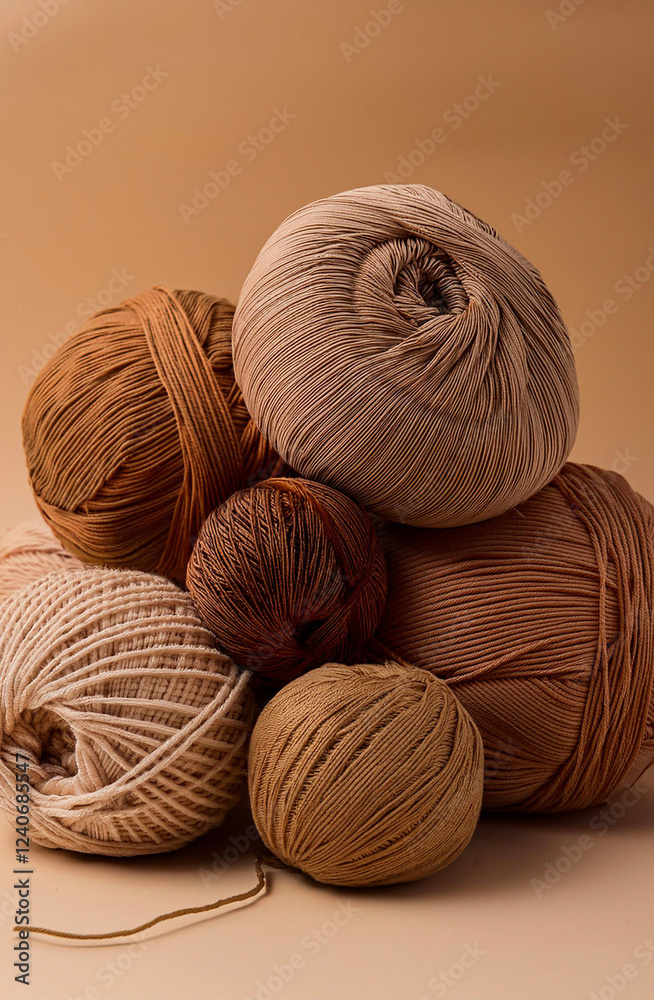 yarn for needlework on a paper brown background. yarn for needlework on a paper brown background.