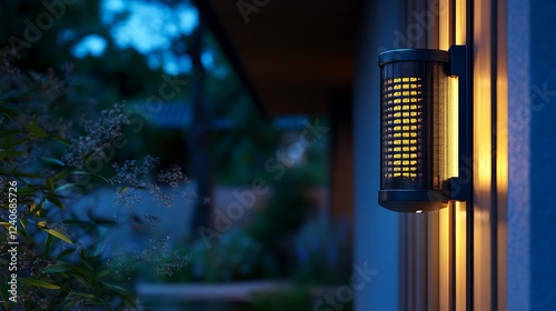 Light emitting exterior fly zapper to draw inside to get rid of pests
