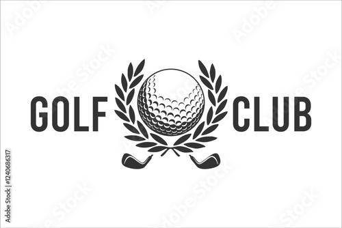 Golf Clubs logo with ball and crossed golf sticks