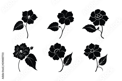 Begonia (Begonia spp.) silhouette vector illustration
