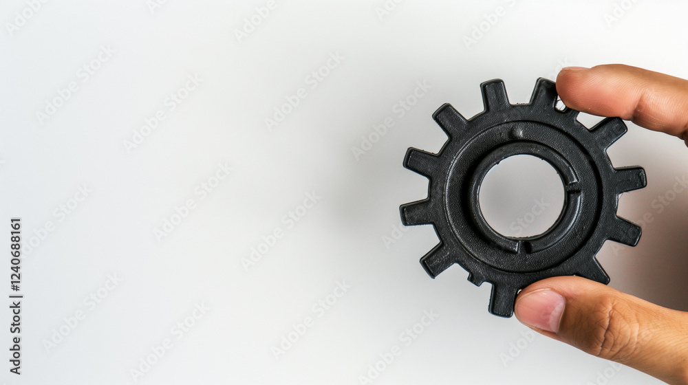 Business System Gear on White Background, Symbolizing Machinery in Product Development