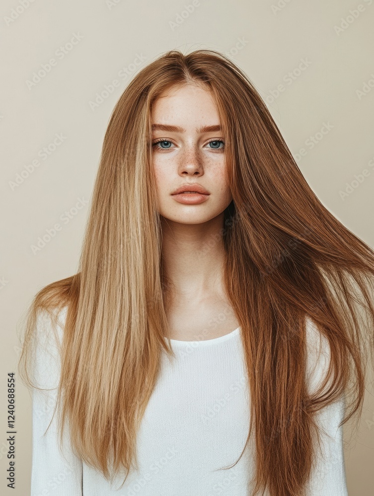 Naklejka premium Comparison of transformations showing thin hair versus thick hair in a stylistic setting. Generative AI