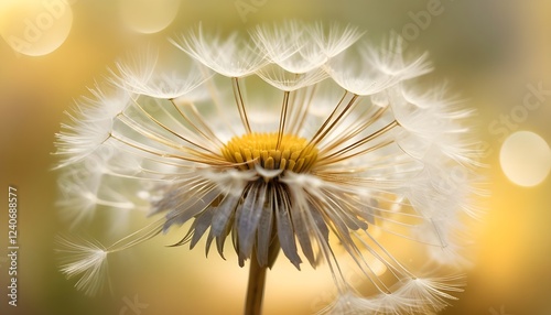 Closeup dandelion on the gold background isolated for youtube cover