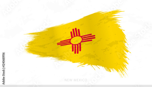 New Mexico National Flag with Textured Brush Strokes.