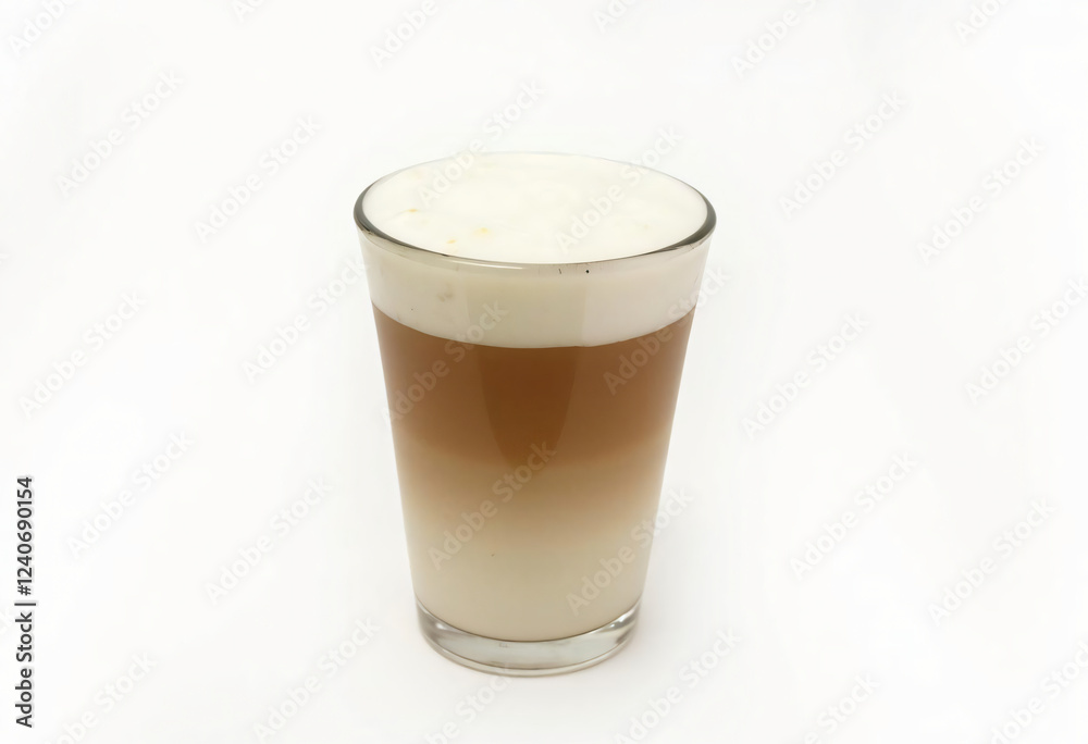 Delicious Layered Latte Coffee Drink in Glass Delicious Layered Latte Coffee Drink in Glass