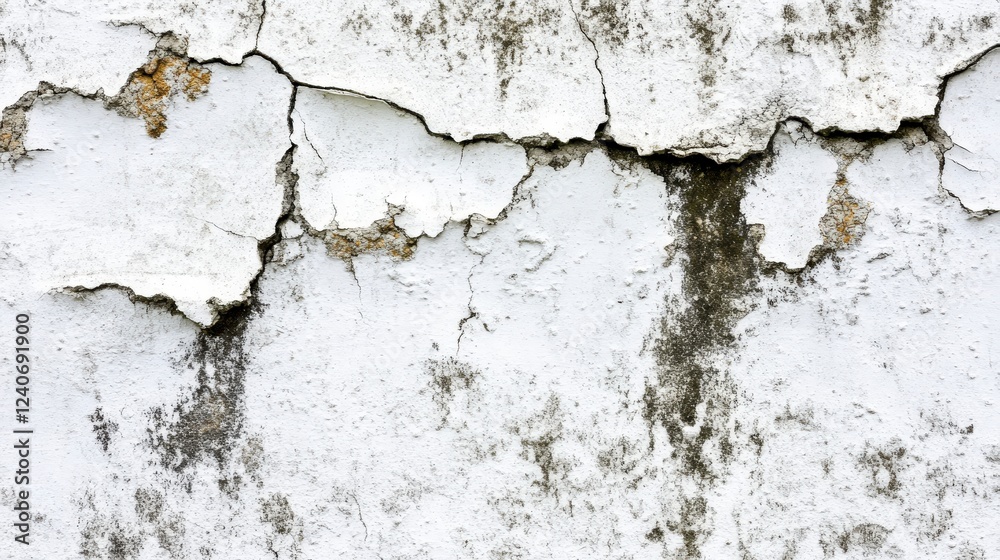 Obraz premium Aged White Wall with Deep Cracks - A Timeless Architectural Texture