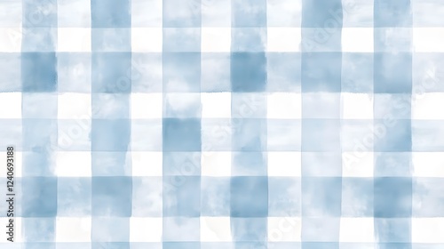 Watercolor Gingham Pattern Soft Blue Hues