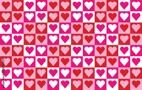 Valentine pattern seamless fabric Valentine day. heart block pattern on colorful background. Designed for background ,wallpaper ,valentine pattern ,wrapping paper ,fabric ,anniversary ,sweetheart