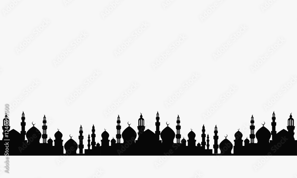 Fototapeta premium Vector Illustration Balck Color Long Mosque Background