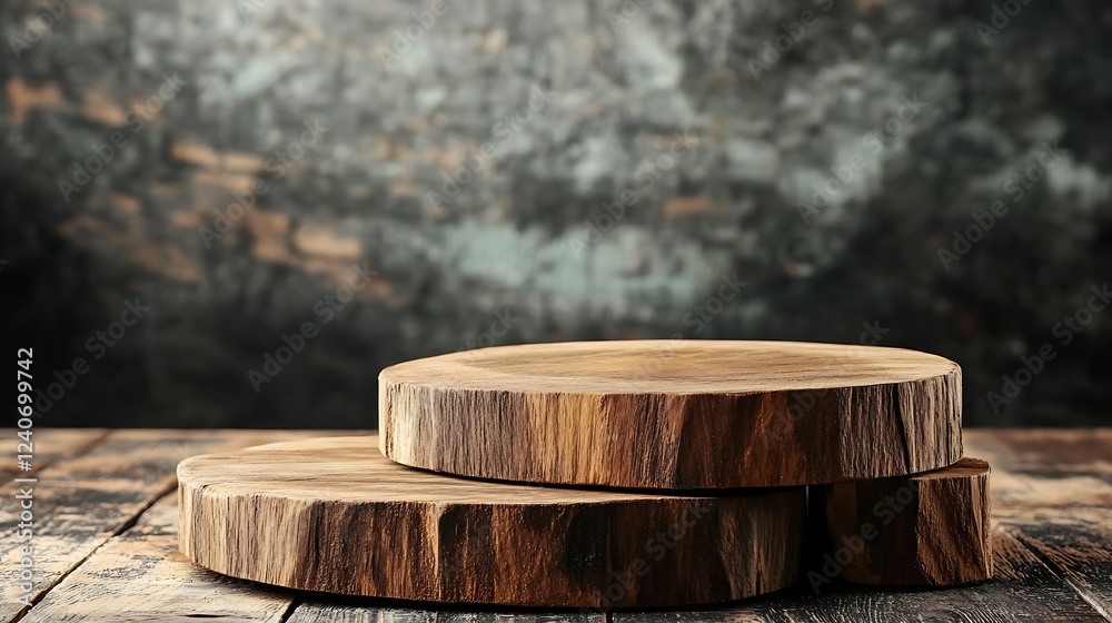 Rustic wooden cutting boards on dark wooden table. Rustic wooden cutting boards on dark wooden table.