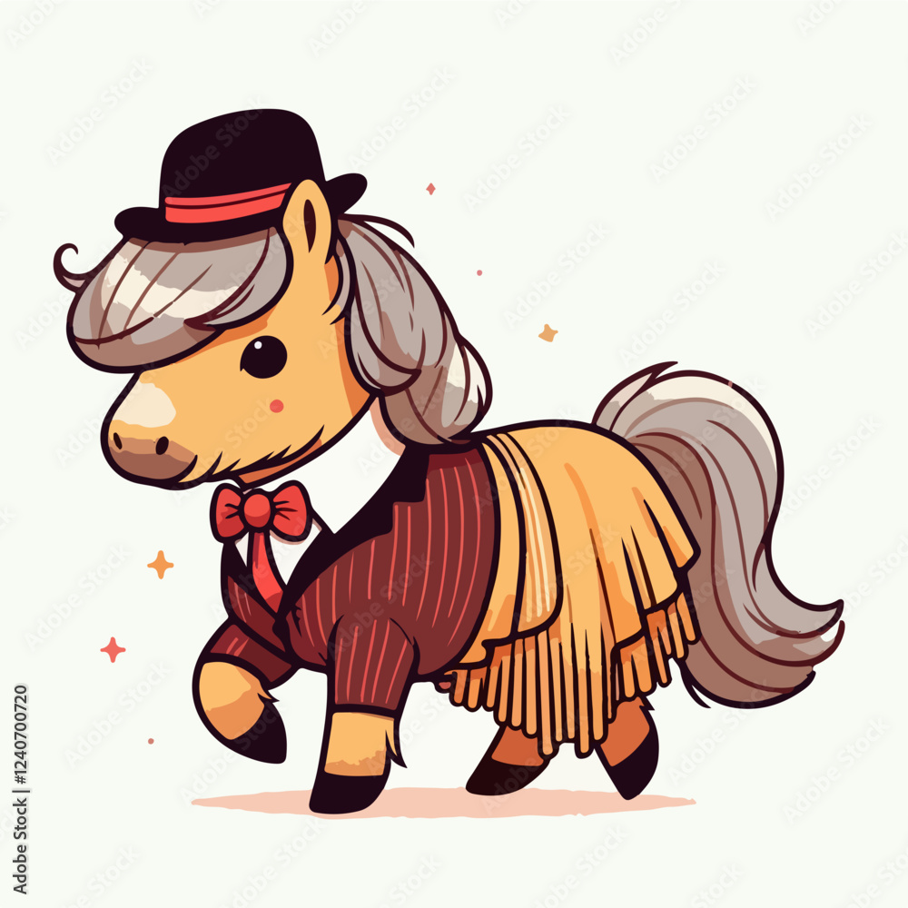 Dapper Horse in a Suit: A charming cartoon horse, sporting a stylish suit and a top hat, strikes a pose with a mischievous grin. Dapper Horse in a Suit: A charming cartoon horse, sporting a stylish suit and a top hat, strikes a pose with a mischievous grin.