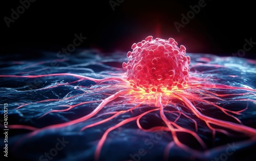 Vibrant representation of a cancer cell. photo