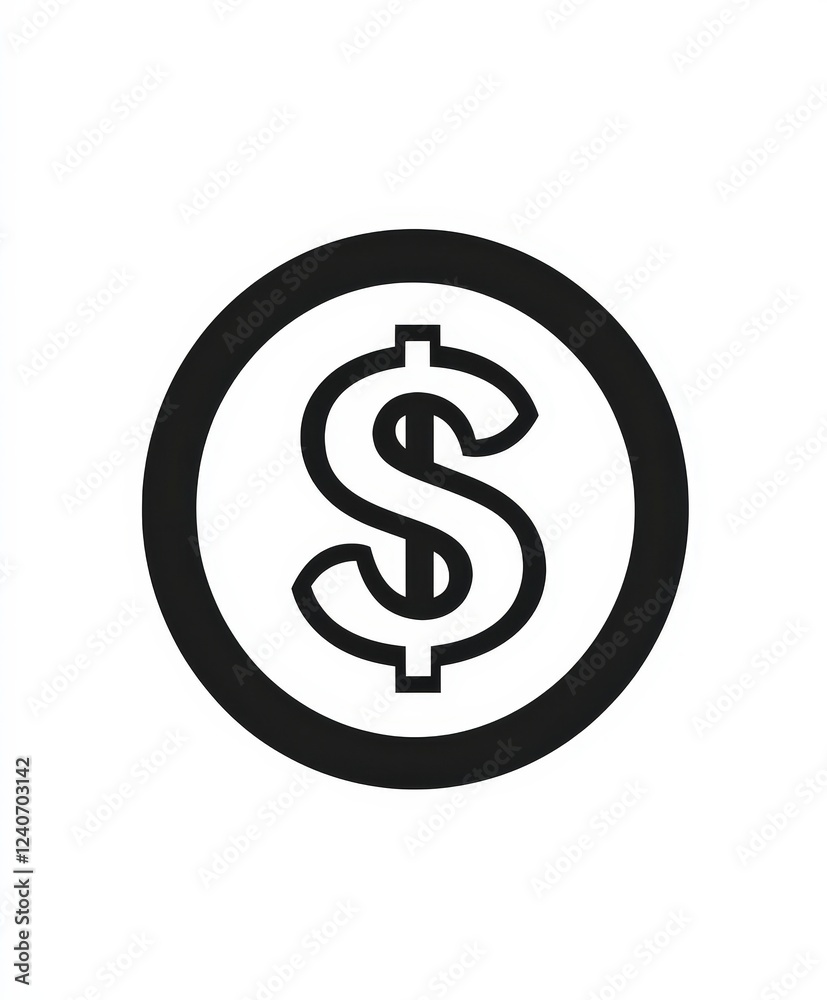 Bold Dollar Sign Inside Circular Frame Icon for Financial Themes Bold Dollar Sign Inside Circular Frame Icon for Financial Themes