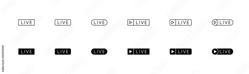 Obraz premium Live streaming button icon. Outline and glyph live stream vector