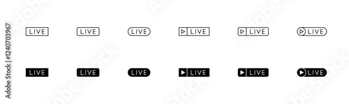 Live streaming button icon. Outline and glyph live stream vector